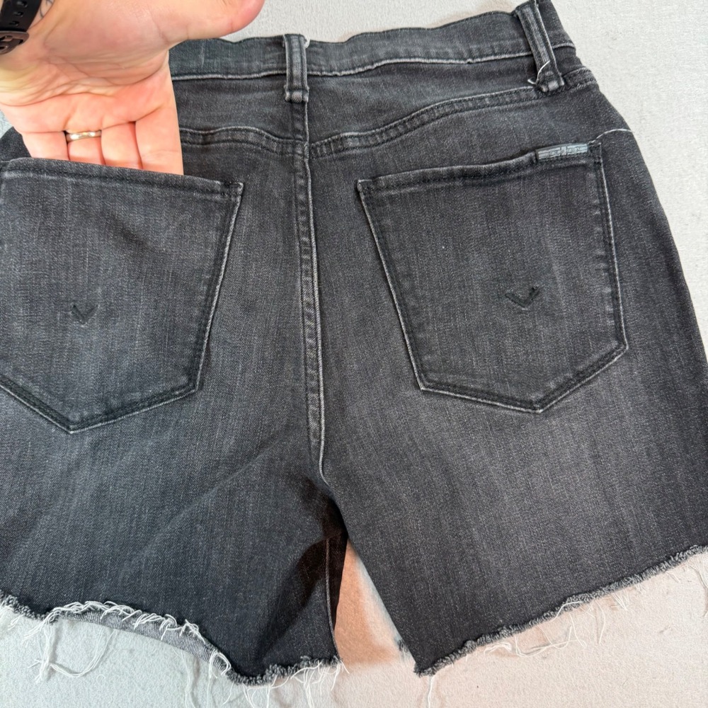 Hudson Noa High Rise Cutoff Shorts Womens 26 Black Wash Frayed Hem Denim - Picture 7 of 11